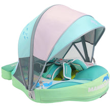 Load image into Gallery viewer, Mambobaby Float with Canopy Skin-friendly Baby Swim Float with Tail Waterproof Non-Inflatable Mambo Float Smart Swim Trainer Soft Solid Infant Pool Float 3-24 months Baby Swim Ring