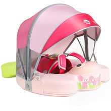 Load image into Gallery viewer, Floating Bed Mambobaby Float with Canopy and Tail New Upgraded Non-inflatable Baby Pool Float Mambo Float Swim Trainer Solid Infant Swim Float Adjustable Pearl Foam Baby Swim Ring