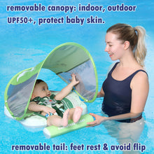 Load image into Gallery viewer, Mambobaby Non Inflatable Swim Trainer with UPF 50+ Sun Canopy Solid Swimming Pool Float