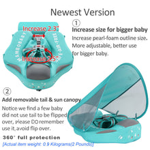 Load image into Gallery viewer, Cloth Mambobaby Newest Non Inflatable Baby Float Size Improved Add Tail Avoid Flip Over Swim Trainer Solid Infant Pool Float with Canopy UPF 50+ Swim Ring