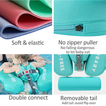 Load image into Gallery viewer, Cloth Mambobaby Newest Non Inflatable Baby Float Size Improved Add Tail Avoid Flip Over Swim Trainer Solid Infant Pool Float with Canopy UPF 50+ Swim Ring