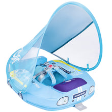 Load image into Gallery viewer, Car Non-Inflatable Baby Swim Float with Canopy and Tail and Crotch Mambobaby Solid Water Floats Smart Swim Trainer Infant Pool Float Swim Ring