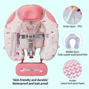 Fold-able Easy Carry with Tail Canopy Crotch Non-Inflatable Baby Float Mambobaby Float Smart Swim Trainer Soft Solid Waist Swim Ring Water Toy Infant Pool Float New