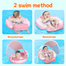 Load image into Gallery viewer, Fold-able Easy Carry with Tail Canopy Crotch Non-Inflatable Baby Float Mambobaby Float Smart Swim Trainer Soft Solid Waist Swim Ring Water Toy Infant Pool Float New
