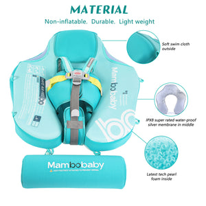 Mambobaby Float with Canopy UPF 50+ Sun Protection Pearl Foam Non-inflatable Solid Baby Pool Float with Tail Mambo Float Swim Trainer Skin-friendly Infant Swimming Ring