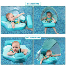 Load image into Gallery viewer, Mambobaby Float with Canopy UPF 50+ Sun Protection Pearl Foam Non-inflatable Solid Baby Pool Float with Tail Mambo Float Swim Trainer Skin-friendly Infant Swimming Ring
