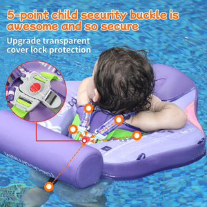 Big Buoyancy and Comfort Mambobaby Float with Canopy and Tail New Upgraded Non-inflatable Baby Pool Float Mambo Float Swim Trainer Solid Infant Swim Float Adjustable Pearl Foam Baby Swim Ring