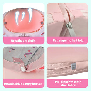 Fold-able Easy Carry with Tail Canopy Crotch Non-Inflatable Baby Float Mambobaby Float Smart Swim Trainer Soft Solid Waist Swim Ring Water Toy Infant Pool Float New