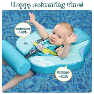 Mambobaby Float with Canopy UPF 50+ Sun Protection Pearl Foam Non-inflatable Solid Baby Pool Float with Tail Mambo Float Swim Trainer Skin-friendly Infant Swimming Ring