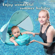 Load image into Gallery viewer, Mambobaby Float with Canopy UPF 50+ Sun Protection Pearl Foam Non-inflatable Solid Baby Pool Float with Tail Mambo Float Swim Trainer Skin-friendly Infant Swimming Ring
