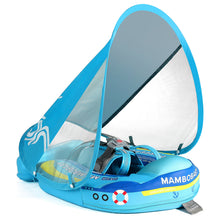 Load image into Gallery viewer, Floating Bed 3 Swim Method Mambobaby Float with Canopy Baby Pool Float Infant Swim Float Infant Pool Float Swim Trainer Mambo Baby Relaxing Non-inflatable Floats Waist Ring Swimming Pool Toys Pearl Foam Smart Swimmer
