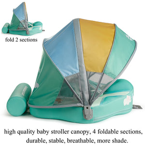 Mambobaby Float Newest Animal Butterfly Pattern Baby Stroller Canopy Non-Inflatable Baby Swim Float Add Tail No Flip Over Pearl Foam Solid Water Floats Smart Swim Trainer Infant Pool Float Swim Ring