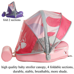 Mambobaby Float Newest Animal Butterfly Pattern Baby Stroller Canopy Non-Inflatable Baby Swim Float Add Tail No Flip Over Pearl Foam Solid Water Floats Smart Swim Trainer Infant Pool Float Swim Ring