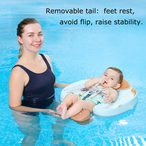 Fold-able Easy Carry with Tail Canopy Crotch Non-Inflatable Baby Float Mambobaby Float Smart Swim Trainer Soft Solid Waist Swim Ring Water Toy Infant Pool Float New