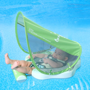 Mambobaby Non Inflatable Swim Trainer with UPF 50+ Sun Canopy Solid Swimming Pool Float